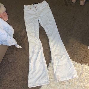 White low rise flare jeans